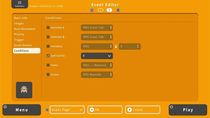Conditions for Second Page - RPG MAKER WITH