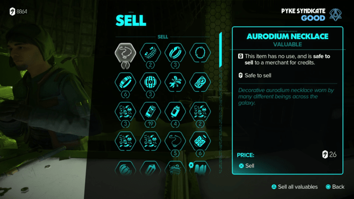 Star Wars Outlaws Sell an Item to the Market Trader