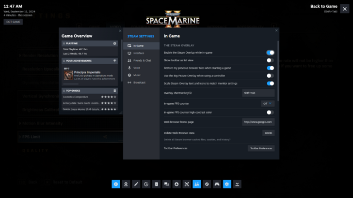 Warhammer 40k Space Marine 2 - Steam Overlay