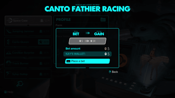 Canto Fathier Racing - Bets Cannot be Increased During First Race
