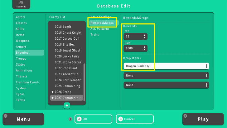 RPG MAKER WITH Rewards Drops