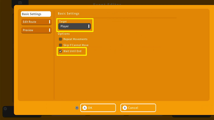 Movement Route Settings - RPG MAKER WITH