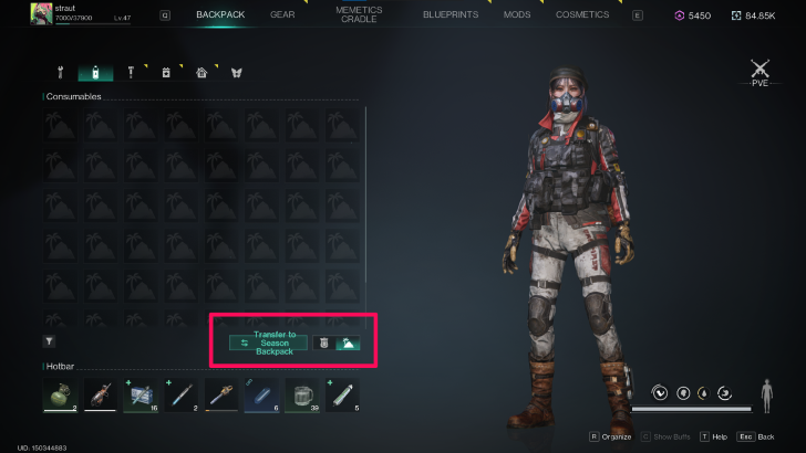 Once Human - Transfer to Season Backpack