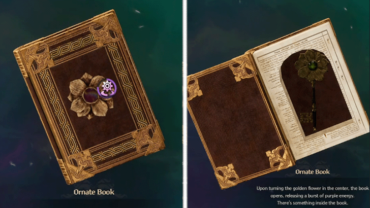 Hold Left Click on the Flower to Open Ornate Book