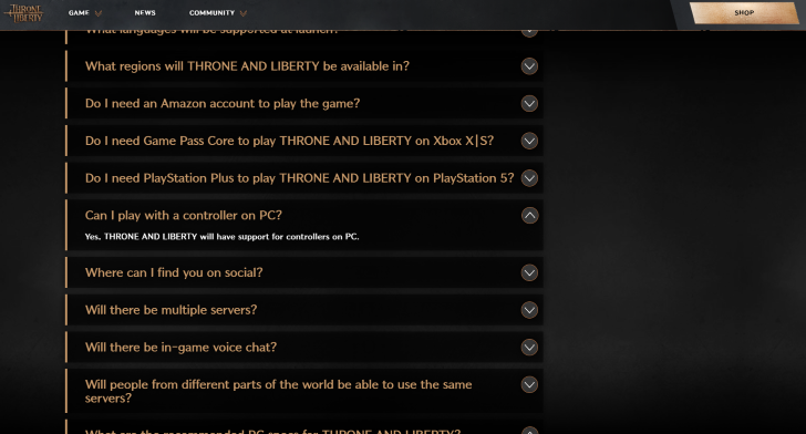 Throne and Liberty - Controller Support FAQ