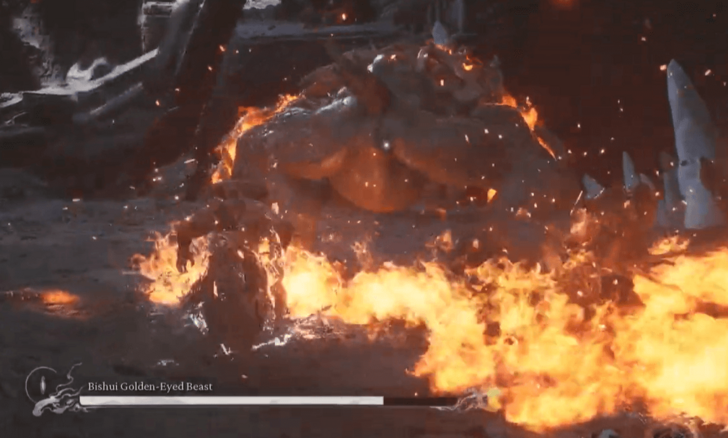 Black Myth Wukong - Bishui Golden-Eyed Beast - Flames