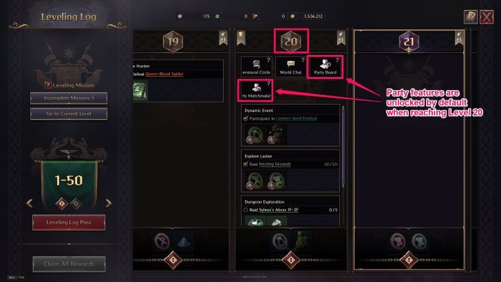 Throne and Liberty - Level 20 Party Features