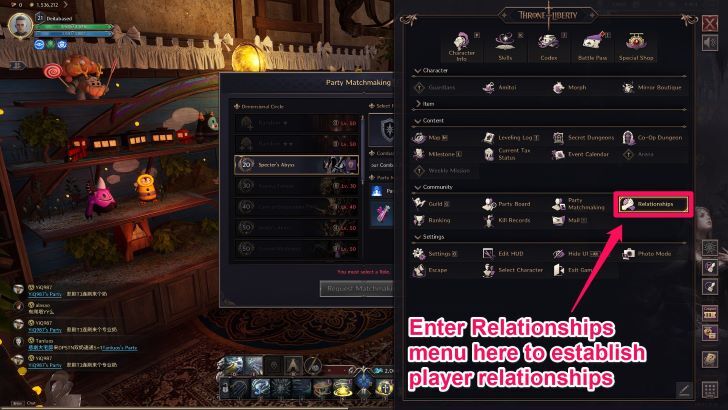 Throne and Liberty - Player Relationships