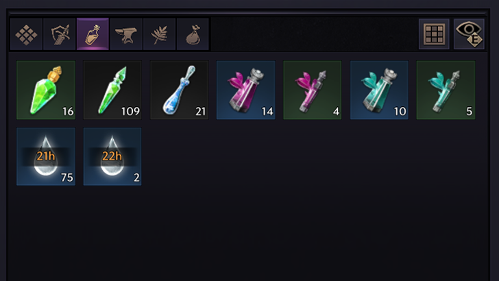 Potions in Inventory