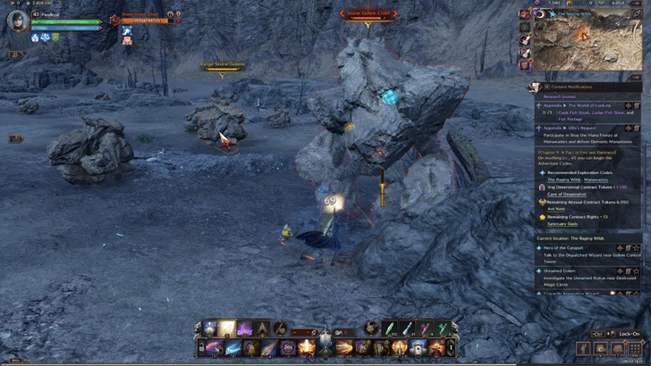 Fighting Stone Golem Chief at Night