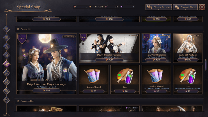 Throne and Liberty - Character Cosmetic Shop items