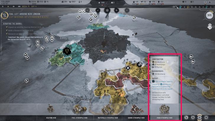 Construct Food Stockpile Hubs