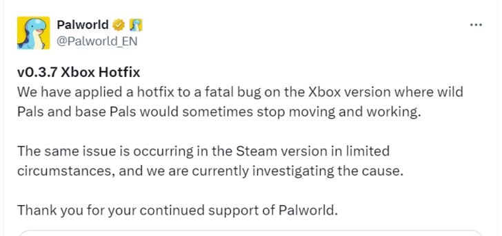 Palworld - Xbox Hotfix 0.3.7
