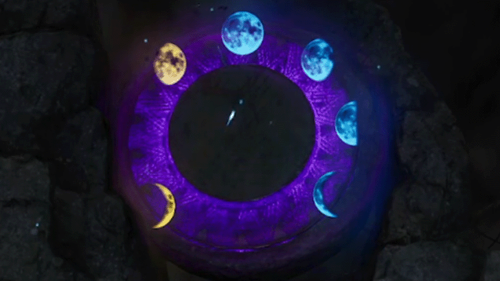 Purple Circle with Moon Shapes