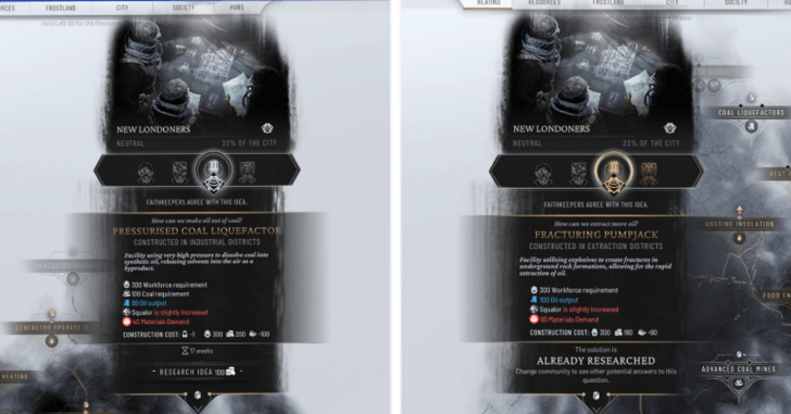 Frostpunk 2 Research Ideas Related to Oil