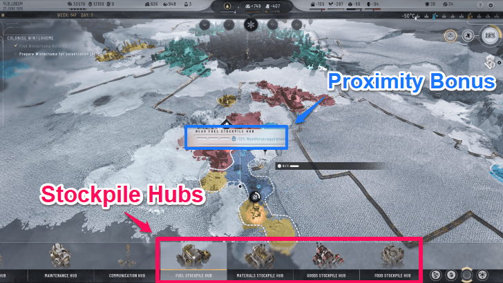 Construct Stockpile Hubs