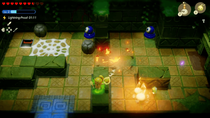 room with blue eye enemies