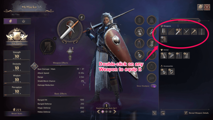 Throne and Liberty Changing Equipped Weapon