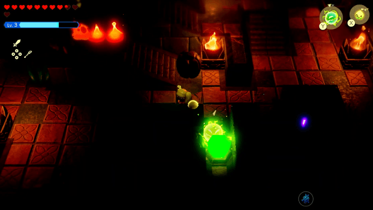 green crystal puzzle in darklit room