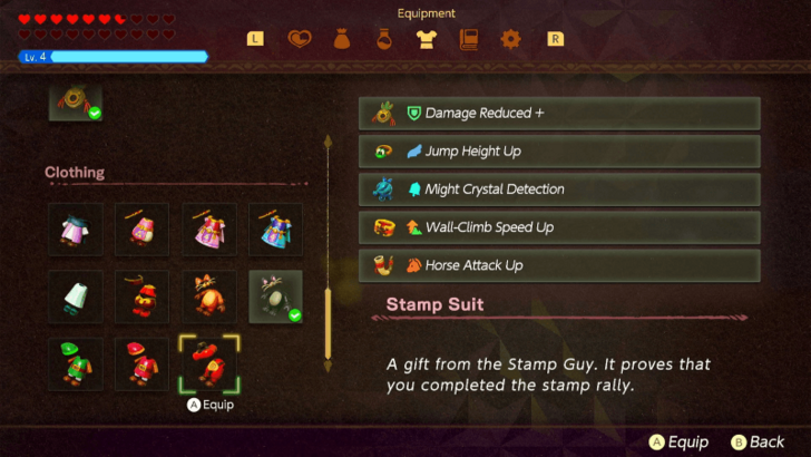 Zelda EoW - Clothing Menu