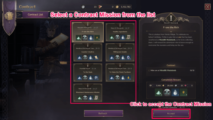 Throne and Liberty - How to Select a Contract Mission.png