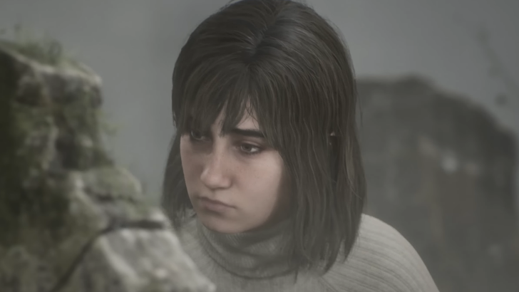 Angela Looking at a Gravestone