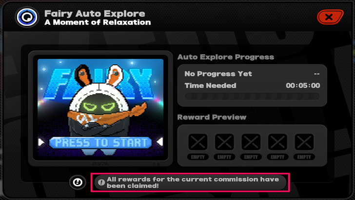 Fairy Auto Explore All Rewards Claimed