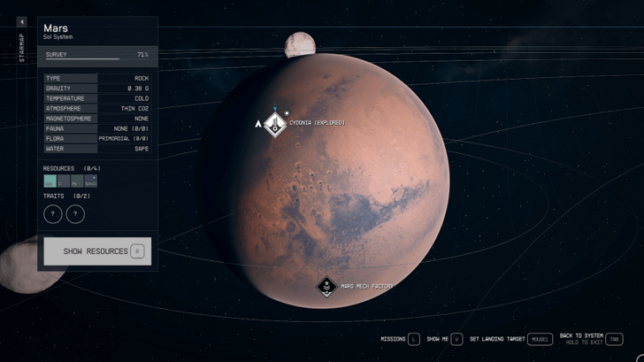 Starfield - Cydonia Star Map