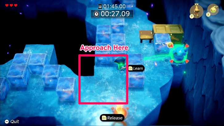 Hide in the corner of ice blocks and bind to the next Freezard