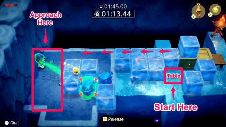 Approach the last Freezard from behind