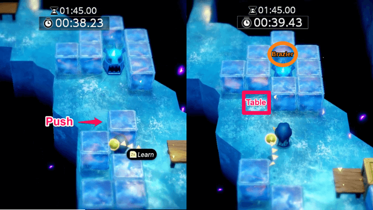 Push the Ice Block to impede the Freezard