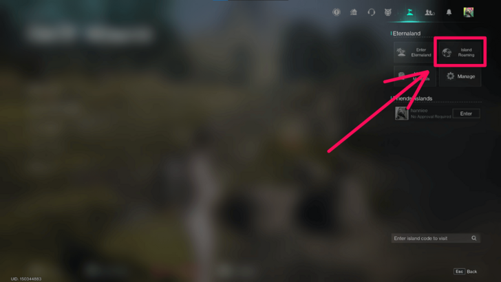 Once Human - Access Island Roaming from Eternaland menu