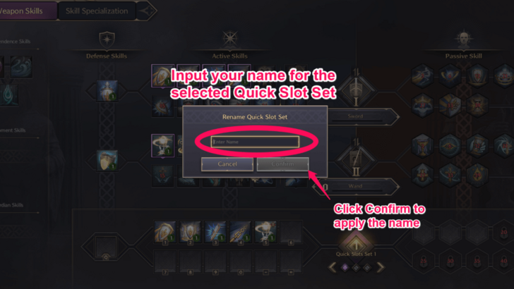 Throne and Liberty Confirm Rename Quick Slot Set