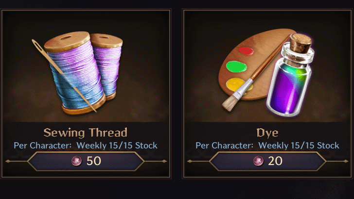 Items purchasable by Ornate Coins