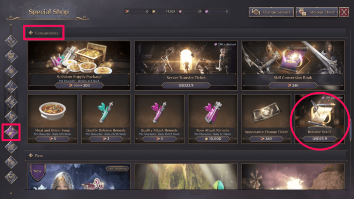 Throne and Liberty Special Shop Rename Scroll