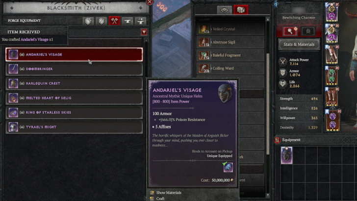 Diablo 4 - Blacksmith Forge Equipment