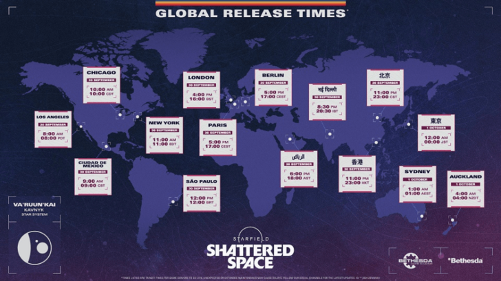 Starfield DLC Global Release Time