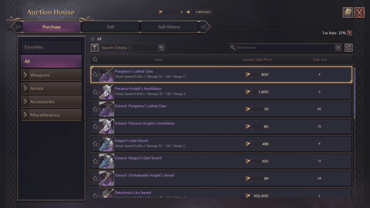 Weapons Auction House