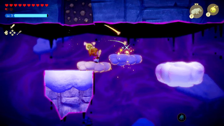 Climb down the ladder and the rock wall and use the Cloud Echo