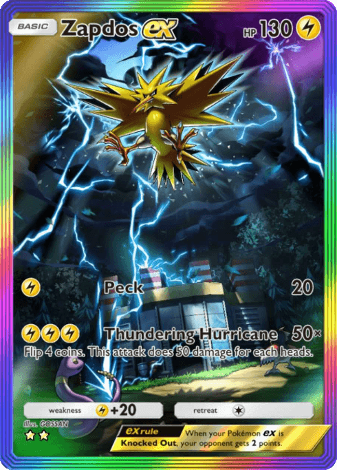 Zapdos ex Rainbow Illustration Rare Card - Genetic Apex