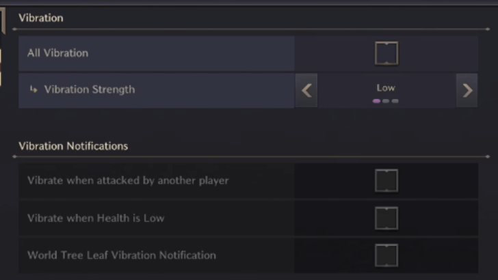 Vibration Settings