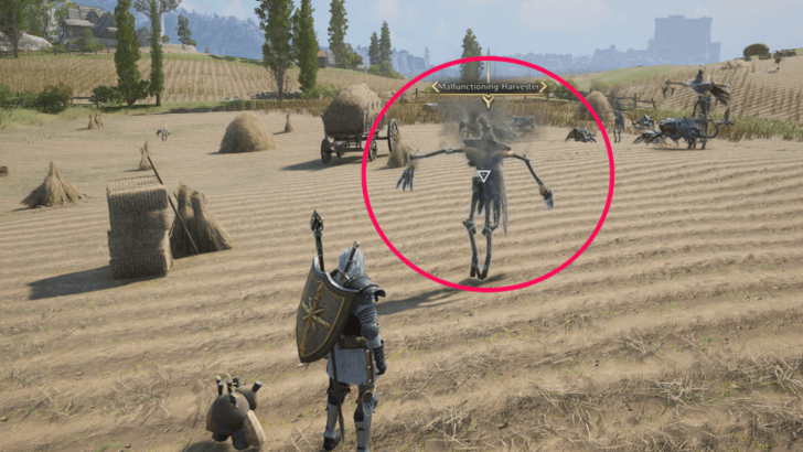 Throne and Liberty Malfunctioning Harvester in Tilled Fields