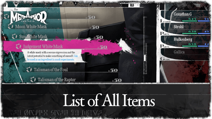 Metaphor ReFantazio - Items