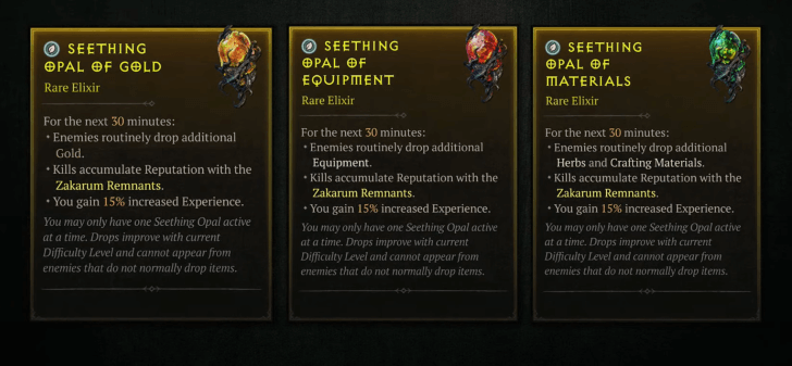 Use Seething Opal Elixirs