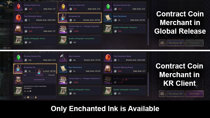 Contract Coin Merchant Does Not Sell Rare Enchanted Ink