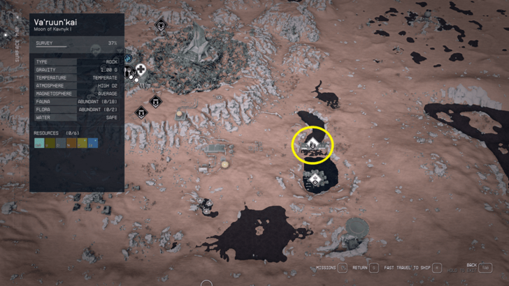 Starfield Exhuming the Past Access Dam Map View