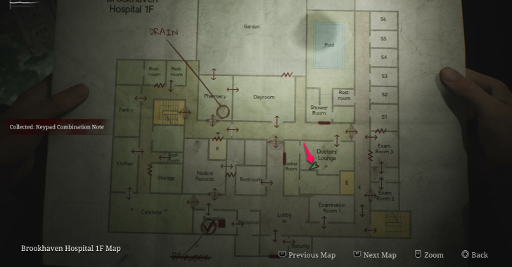 Keypad Combination Note map loc