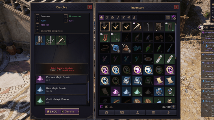 Select Items to Dissolve