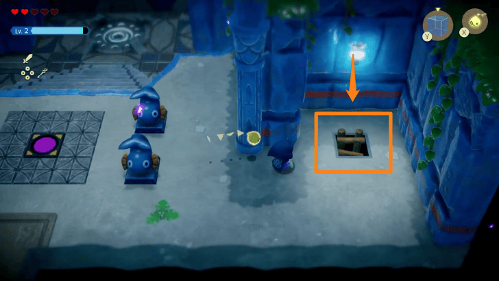 Climb down the right ladder