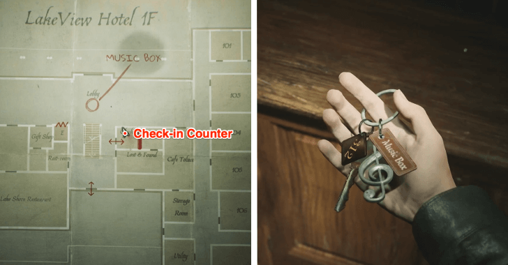 Music Box Ornamental Key in the Check-In Counter